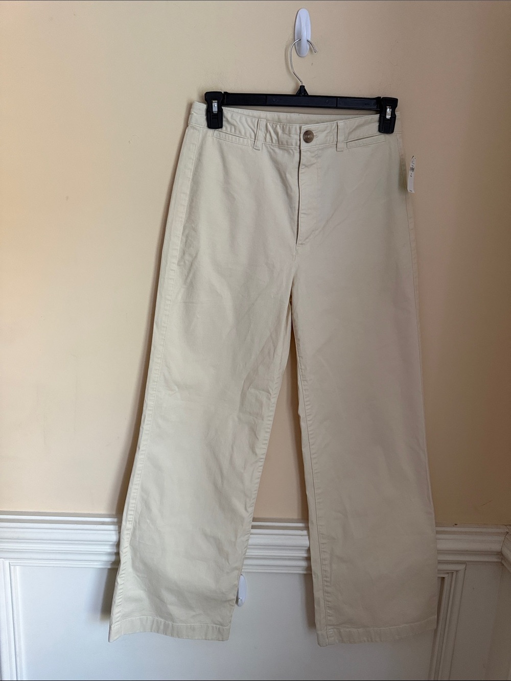NWT Gap High Rise Stride Ankle Women’s‎ Cream Wide-Leg Trousers Size 10T Tall